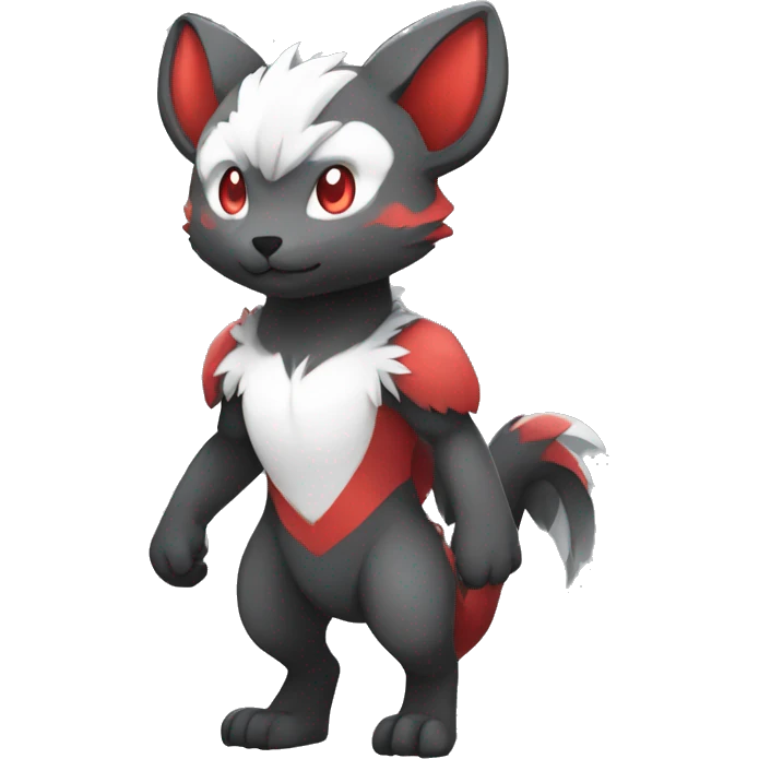 Cute cool black red white grey animal hybrid Fakemon full body emoji