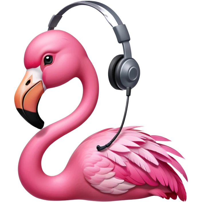 flamingo in call center headset emoji