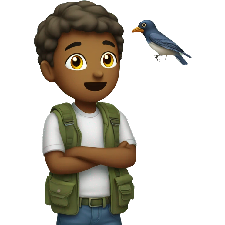 Boy doing Bird Watching emoji