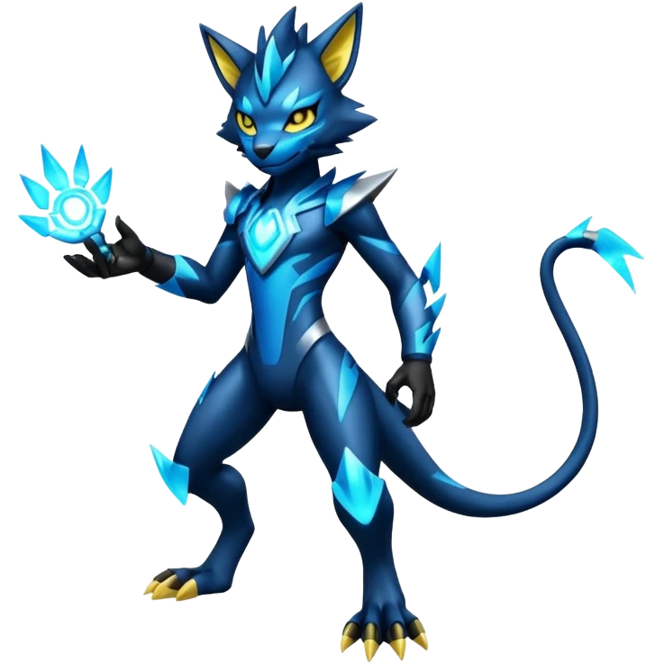 Modern Cyber Luxray-Zeraora-Fakémon-creature, full body emoji