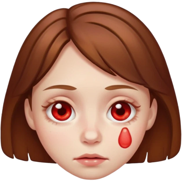 brown haired girl puffy swollen red circles around her eyes emoji