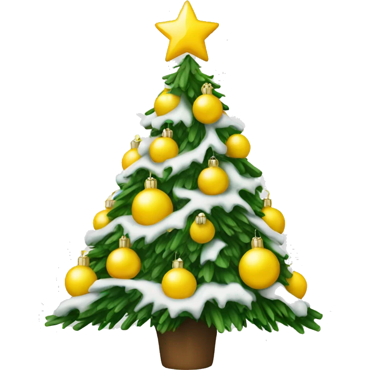 White Christmas tree yellow ornaments emoji