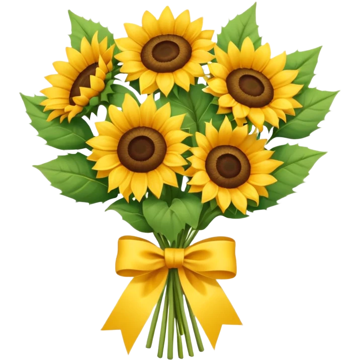 bouquet of sunflower with bow and wrapping paper emoji