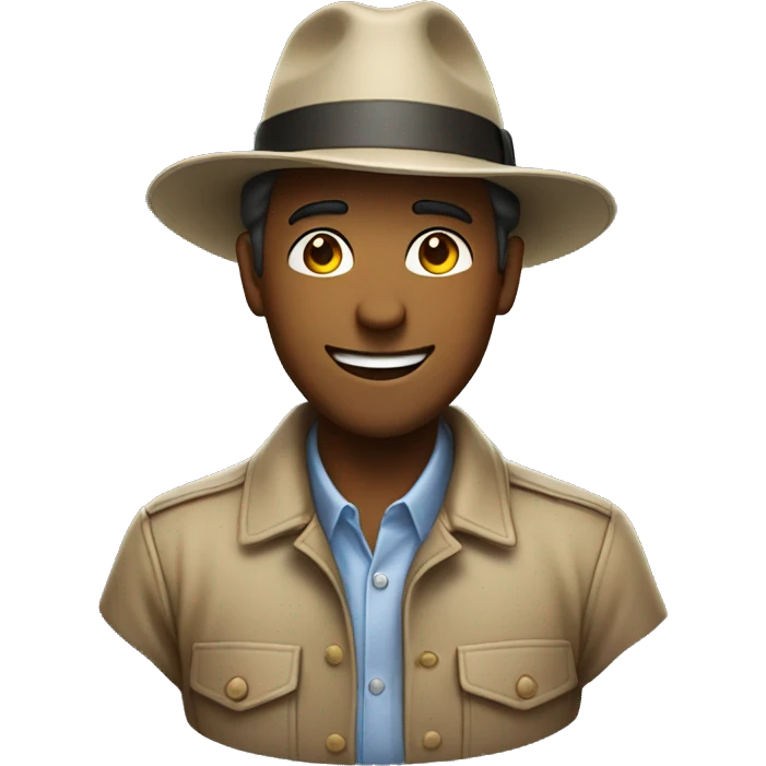 man wearing a fedora hat with a smile and closed  emoji