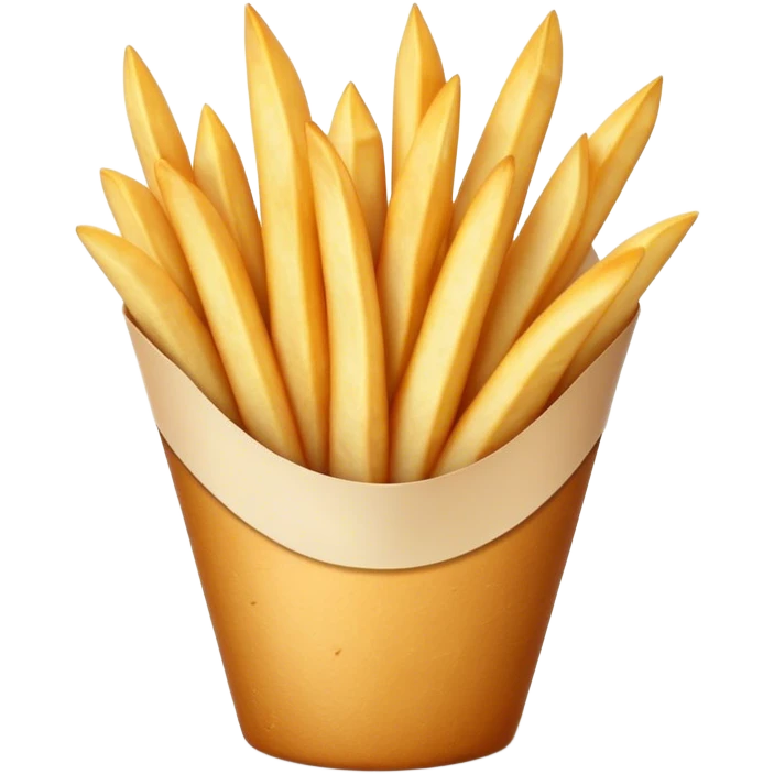 Cinematic Realistic Belgian Fries Dish Emoji, showcasing thick, crispy fries served in a paper cone rendered with detailed textures and golden, appetizing lighting. emoji
