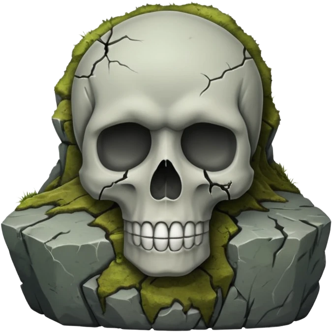 rip stone with skull, front view emoji