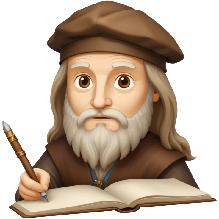cinematic-realistic-leonardo-da-vinci-portrait-emoji,-depicted-as-the-quintessential-renaissance-polymath-with-deep,-thoughtful-eyes,-a-flowing-beard,-and-a-quill-or-sketchbook-in-hand.-the-scene-is-illuminated-with-warm,-classical-light emoji