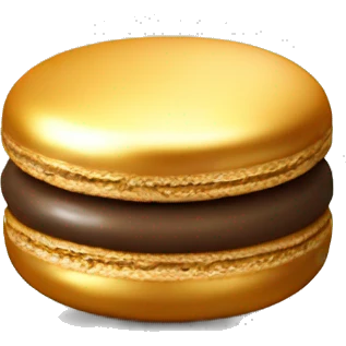 Realistic metallic gold macaroon with gradient colorful filling  emoji