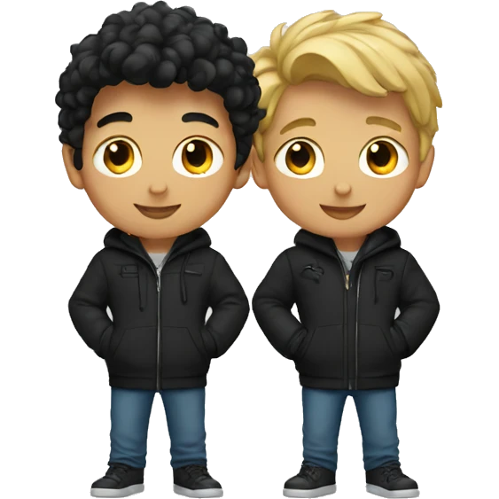 two boys in black jackets emoji