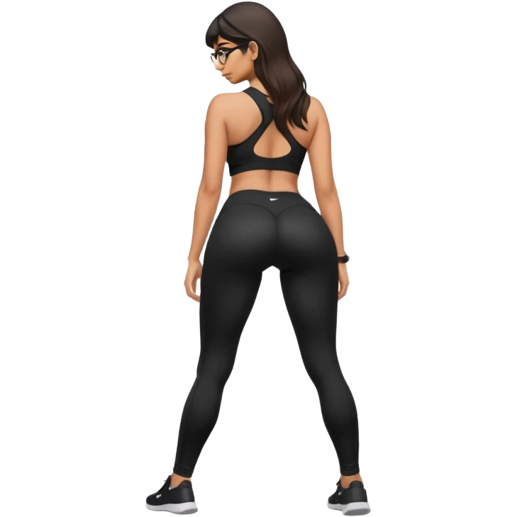 Mia khalifa che raccoglie qualcosa dal pavimento Che mostra la schiena con il culo grosso in leggings emoji