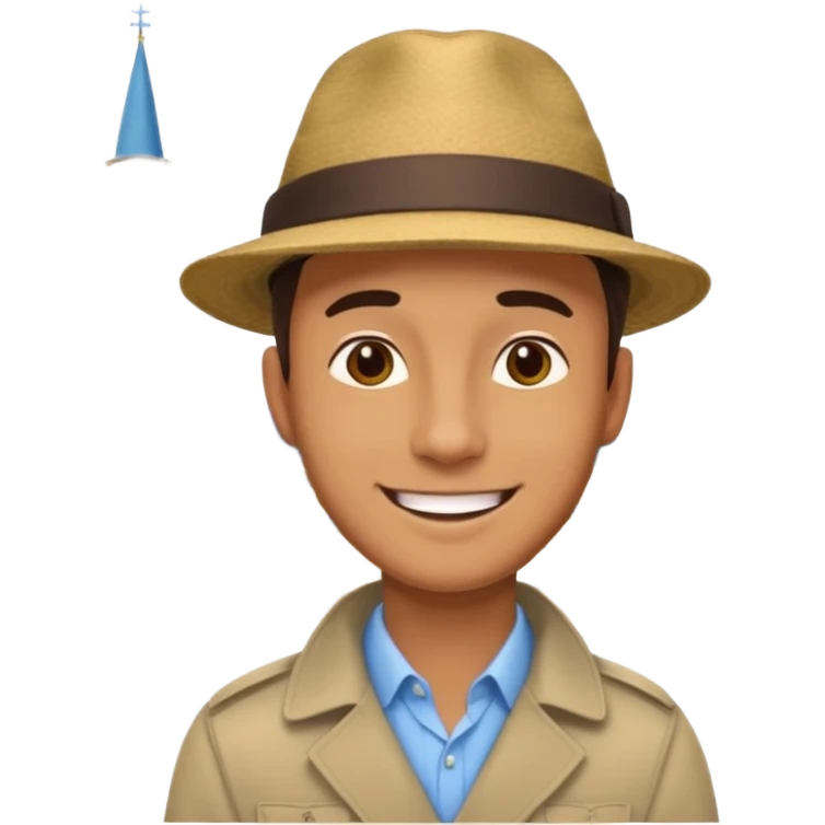 male tour guide in forigen emoji