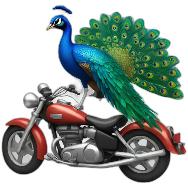 peacock on a motorcycle emoji