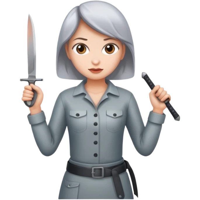 Women standing with a knife behind their back emoji