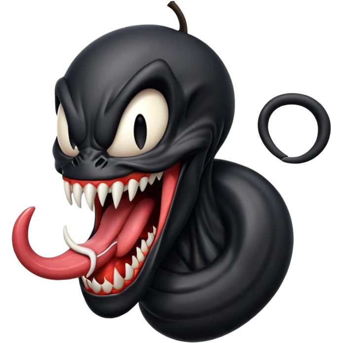 Venom with very long tongue out, clean black body, no logos or markings, normal Apple emoji style emoji