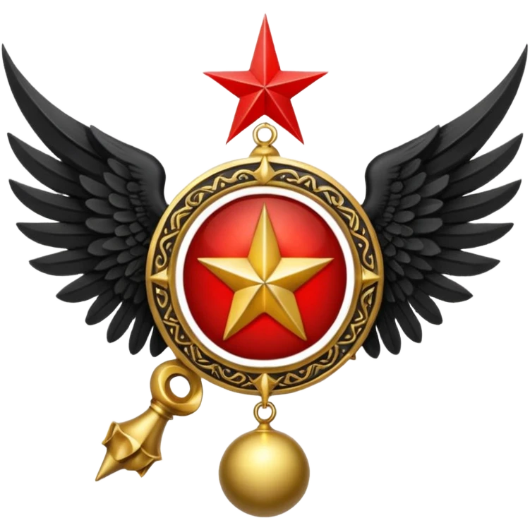 Holy Emblem with black wings and horn and red star in the middle emoji