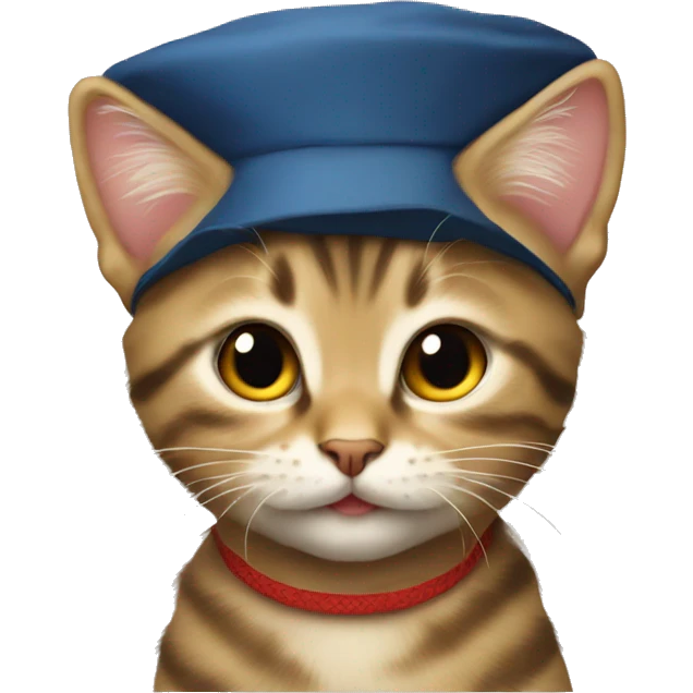 Tabby kitten wearing Russian hat emoji