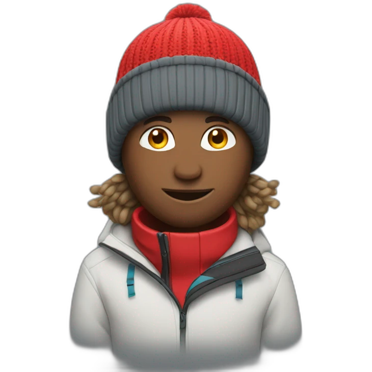 skier wearing red bobble beany emoji