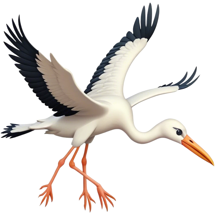 Stork flying ￼ emoji