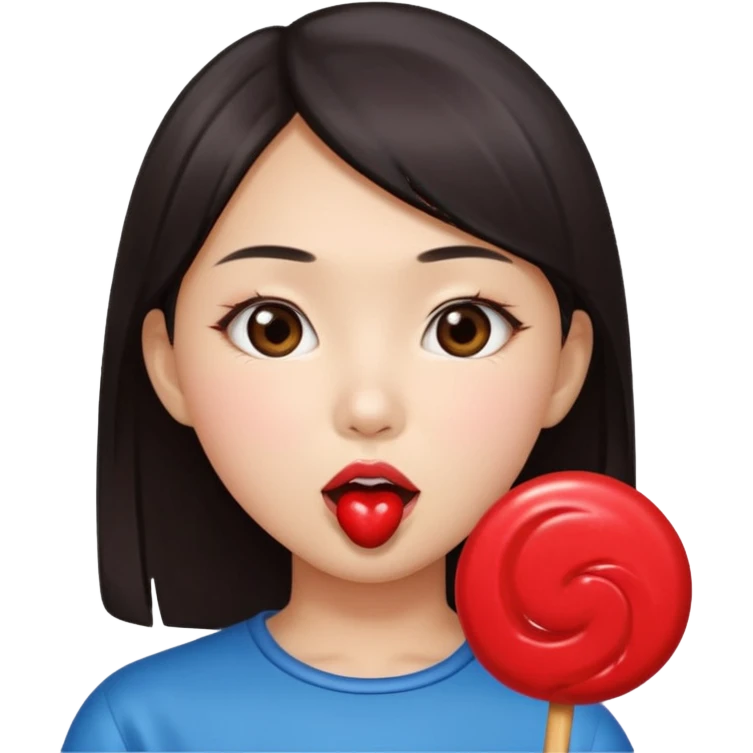 a asian girl sucking a lollipop emoji