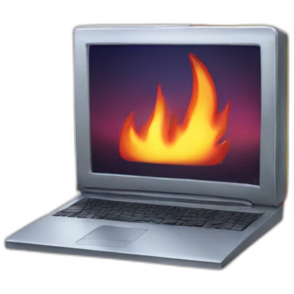 flames over a computer emoji