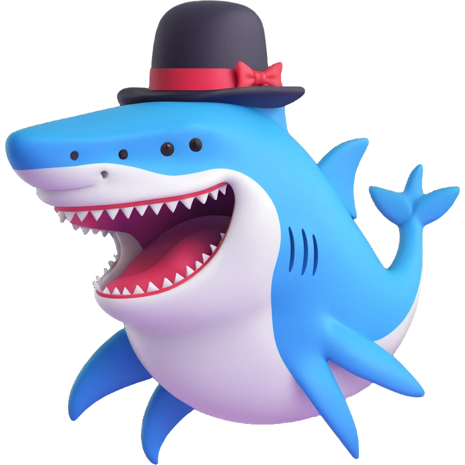 shark with a top hat emoji
