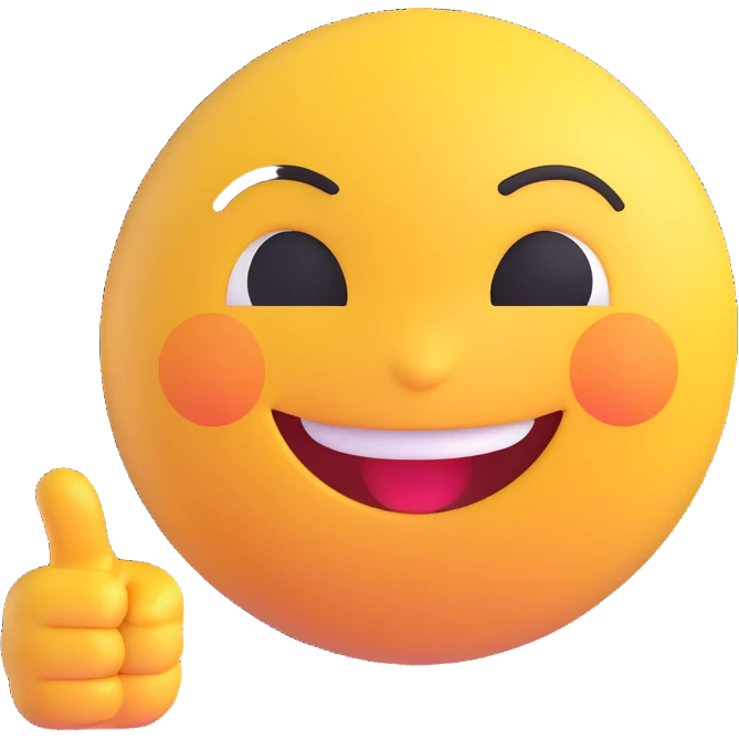 A classic yellow round emoji-style face pointing to itself, with a confident smile, symbolizing "me" or "I am the one". Bright colors, simple cartoon style, centered on a white background emoji