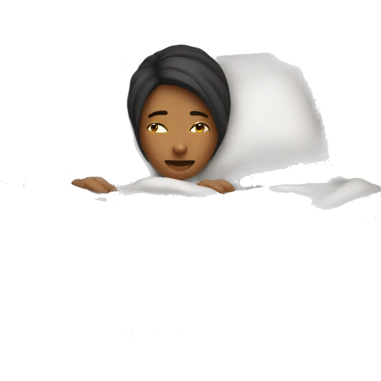 woman covering herself from the cold under sheets in bed emoji