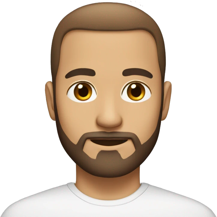 Create a Muslim man avatar with beard, and no mustache. white skin, brown hair, A little baldness in the front of the head. Hair combed back. emoji