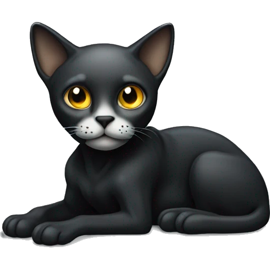 Black skeleton of a cat laying down emoji