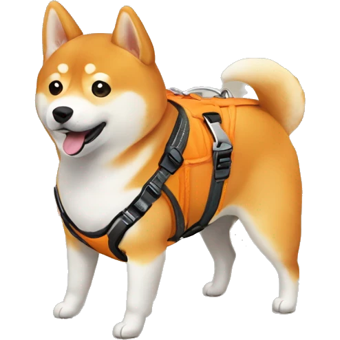 Shiba Inu in an orange harness emoji