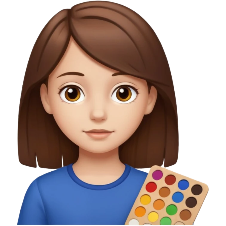 White girl brown hair around 8 years with Colour palette  emoji