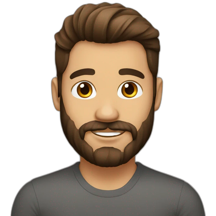 cliente con barba y cabello de largo mediano color castaño emoji