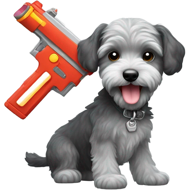 Schnoodle with pew pew emoji
