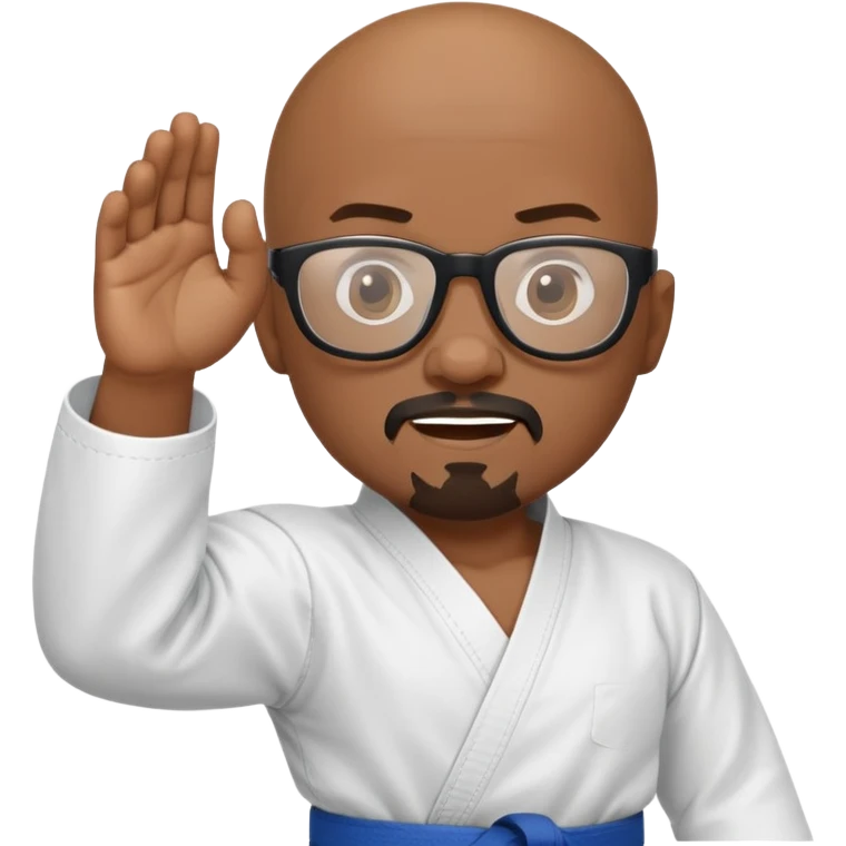 Bald black man Gootee glasses karate emoji