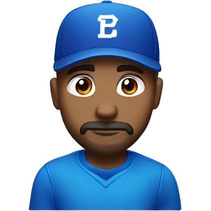 Male gamer blue baseball cap goatee brown eyes emoji