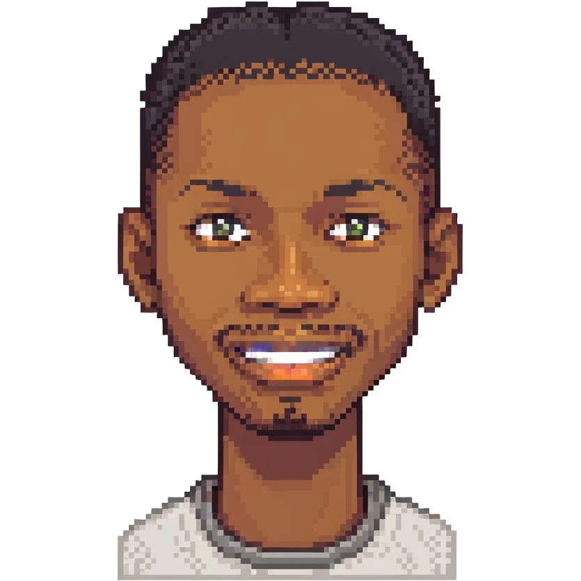 Black man with a friendly expression emoji