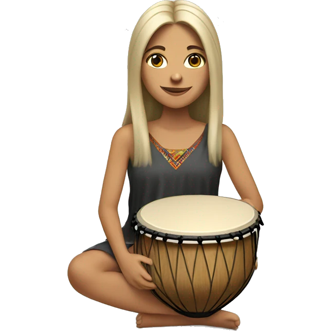 White womanhood with long hair using a hand drum  emoji