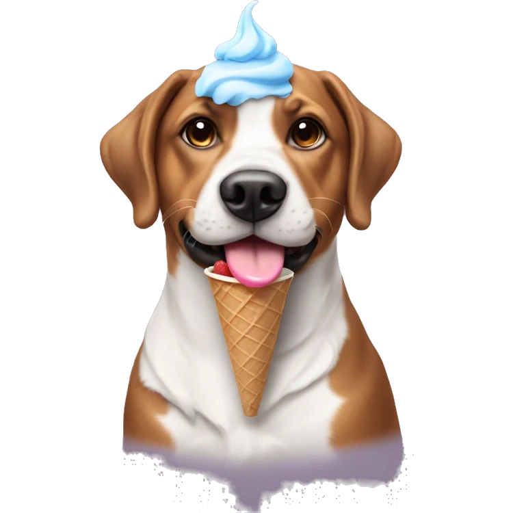 Dog with ice cream cone on head emoji