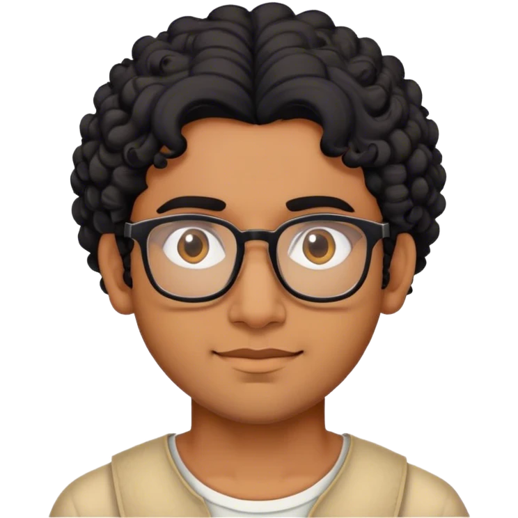 Brahmin indian guy with glasses, curly black hair, and brown skin emoji