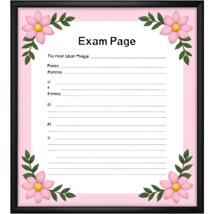 create an exam page make it aaesthetic and girly in pink  emoji