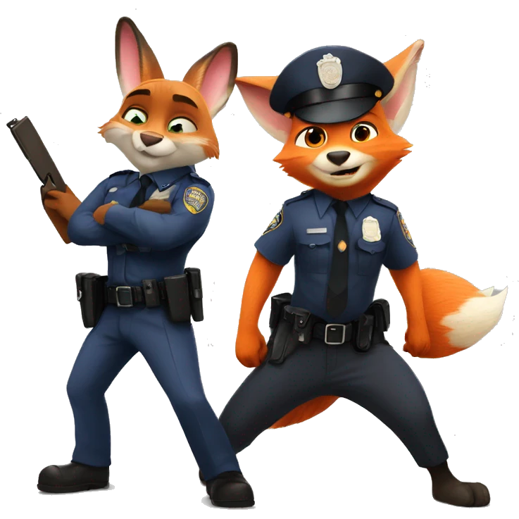 Zootopia cop fox and orange rabbit emoji