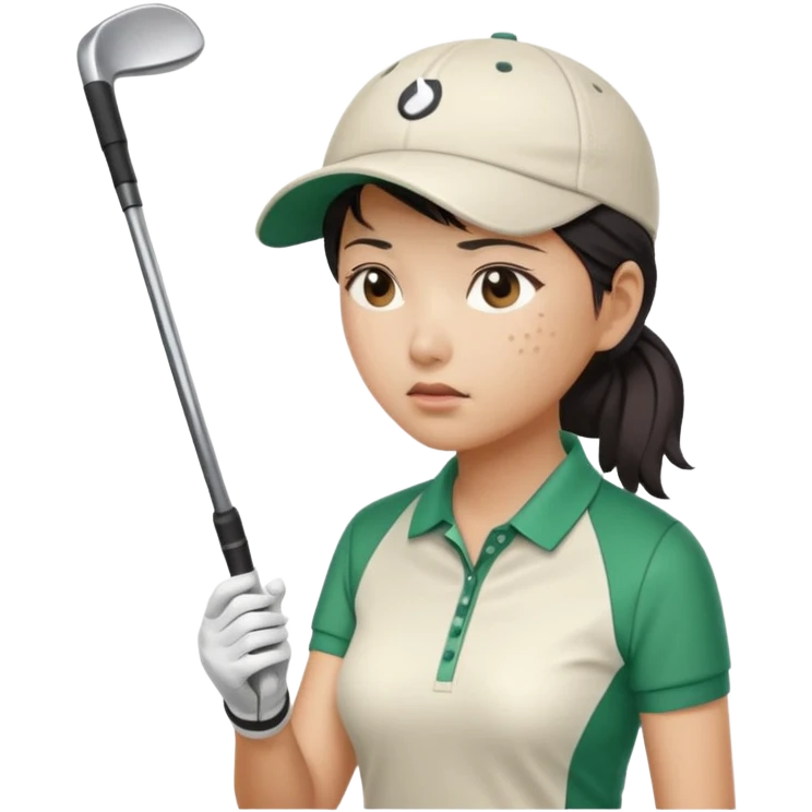 asian women golfer painful profile emoji