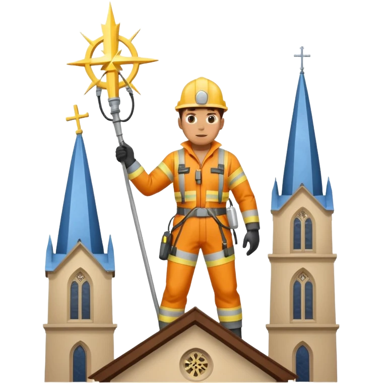steeplejack man lightning conductor on a church spire emoji
