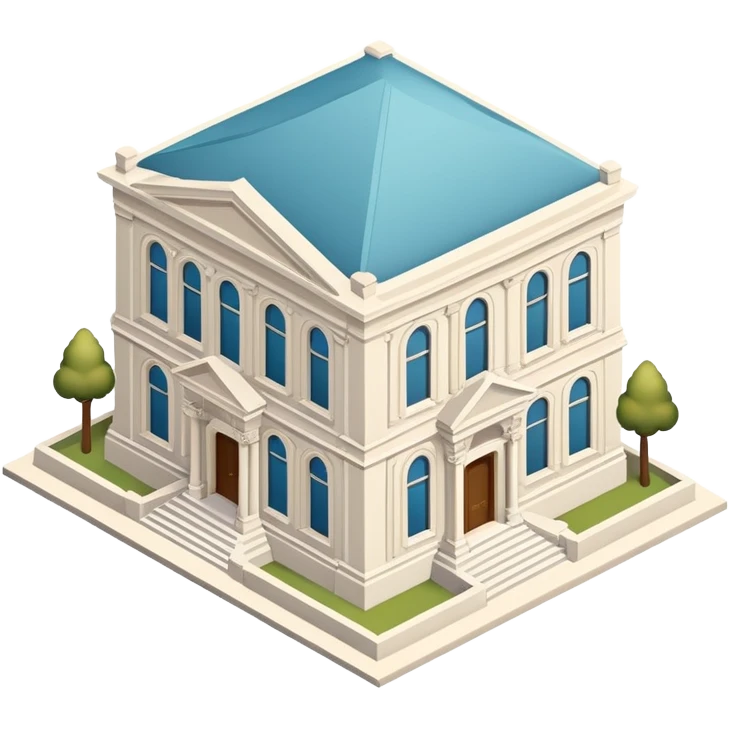 Art Museum exterior, isometric dollhouse-style, realistic emoji