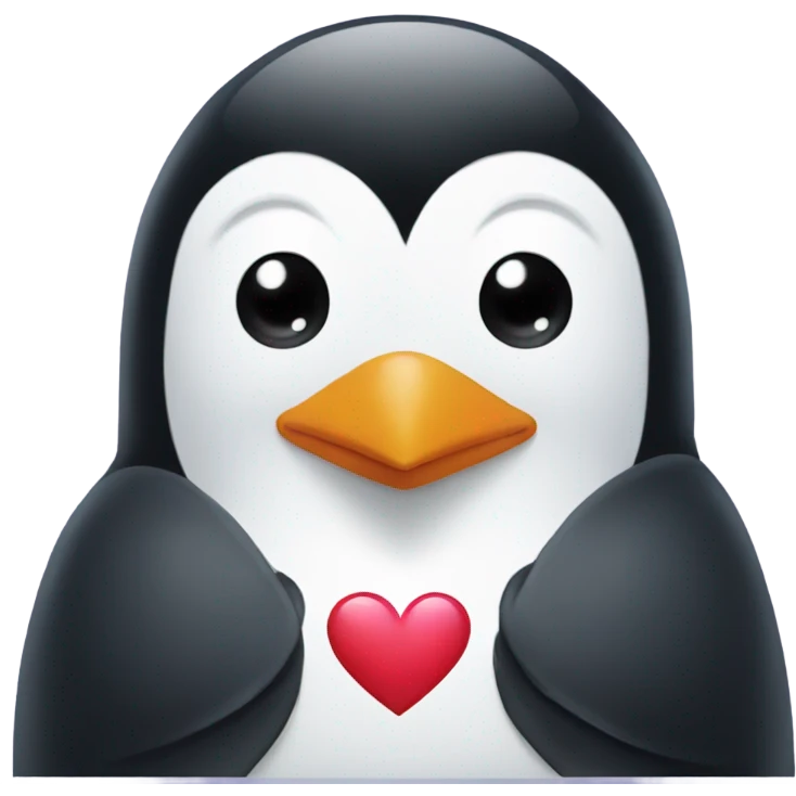 Penguin holding a heart emoji