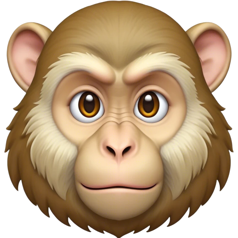 Cinematic Noble Macaque Portrait Emoji, Poised and regal, with a smart, agile build and expressive, deep-set eyes, adorned with soft, detailed fur and a dignified expression, Simplified yet sharp and sophisticated features, highly detailed, glowing with a soft, natural radiance, high shine, intelligent and commanding, stylized with an air of primate nobility, focused and alert, soft glowing outline, capturing the essence of a watchful and confident guardian that appears ready to leap out of the screen with effortless authority! emoji