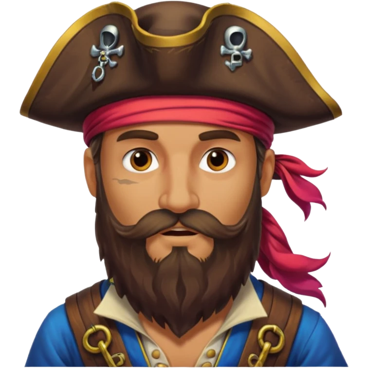 A pirate with a long beard, cartoonish, vibrant colors emoji