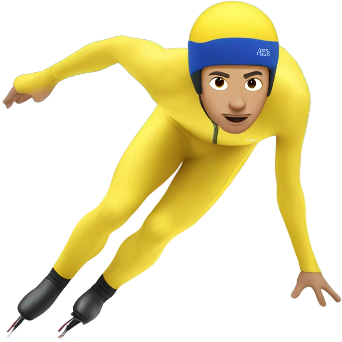 Man speed skating in yellow clothes  emoji