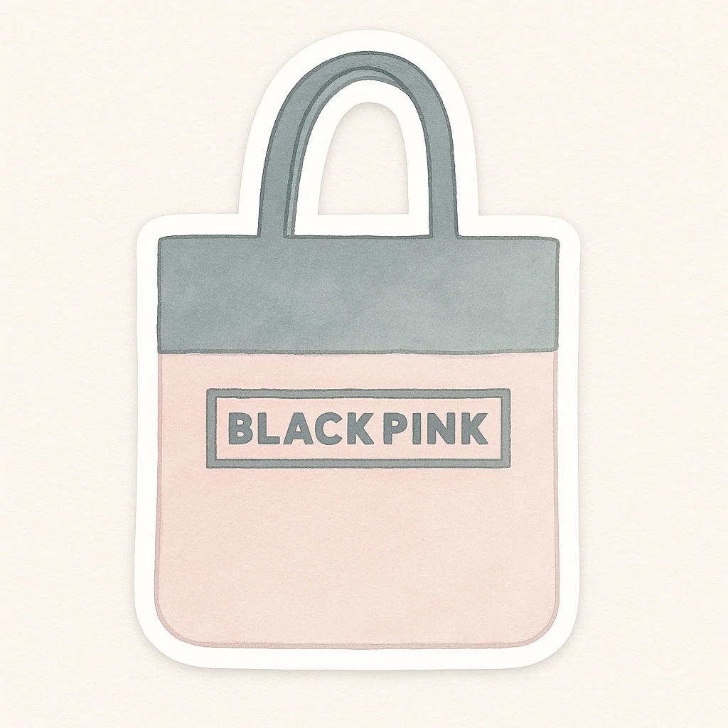 Convert to sticker style with a white border, keep the BLACKPINK-inspired watercolor look. emoji