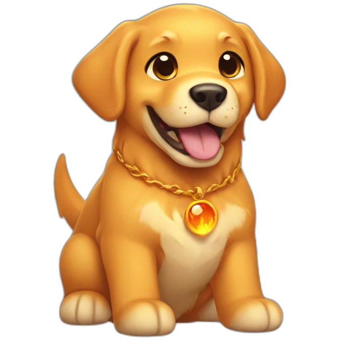 golden retriever mixed with a charizard emoji